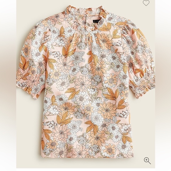 J. Crew Tops - J.Crew Smocked Puff-Sleeve Linen Top in Zinnia Floral - Size small
